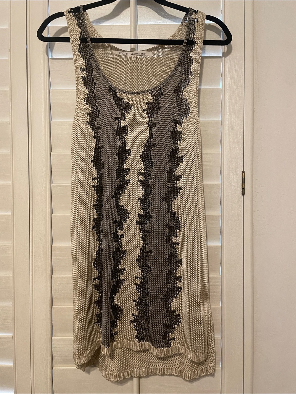 RACHEL Rachel Roy Open-Knit Cream Tank
